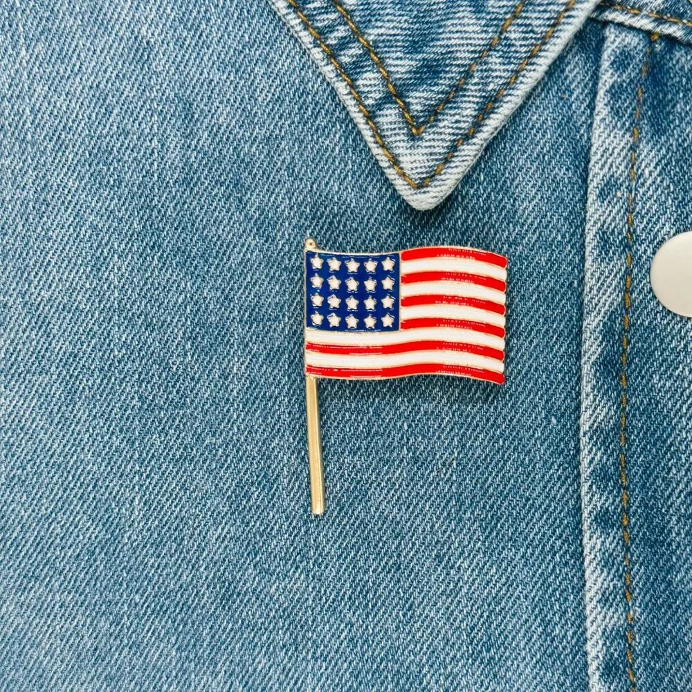 🇺🇸USA American Flag Pin Classic Enamel Brooches National Flag Metal Lapel Pin